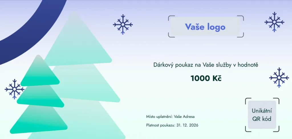 Ukázka dárkového poukazu vytvořeného v editoru VášPoukaz