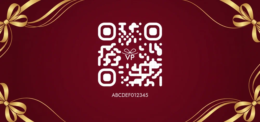 Zadní strana dárkového poukazu s QR kódem a unikátním kódem
