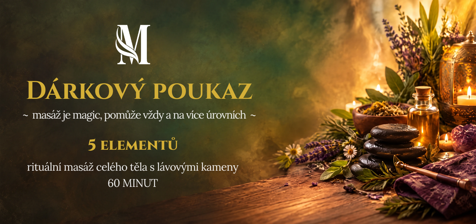 Masážní rituál 5 elementů s lávovými kameny 90 minut